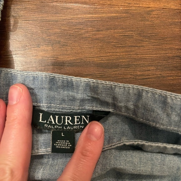 Lauren Ralph Lauren Denim Off the Shoulder Blouse Size L - Picture 2 of 4